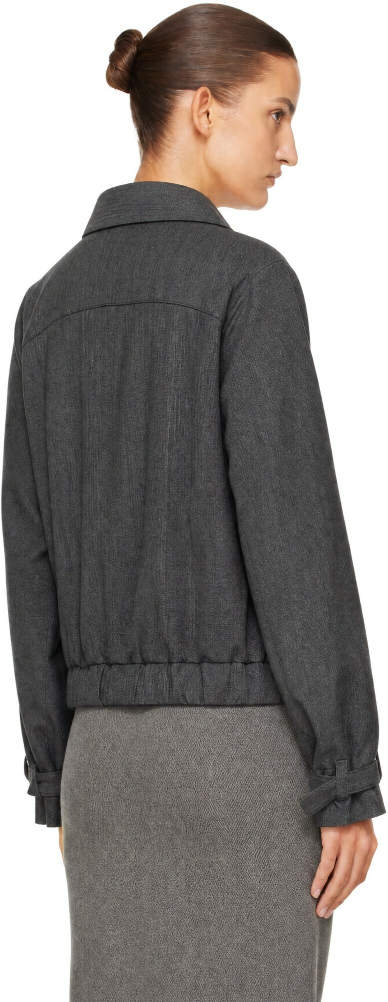 Victoria Beckham Gray Scarf Bomber Jacket