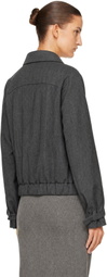 Victoria Beckham Gray Scarf Bomber Jacket