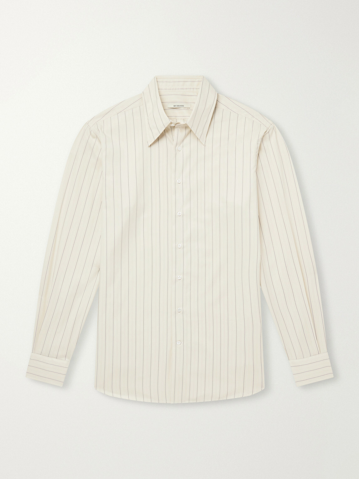 Husbands - Striped Cotton and Lyocell-Blend Poplin Shirt - Neutrals