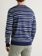 Peter Millar - Offshore Striped Wool, Silk and Linen-Blend Sweater - Blue