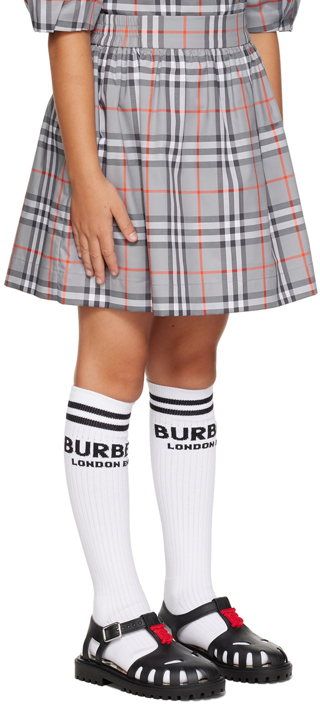 Burberry Kids Gray Check Skirt