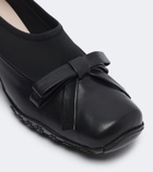 Simone Rocha Bow-detail leather-trimmed slip-on shoes