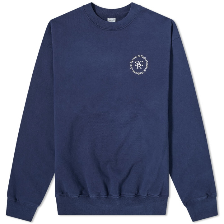 Photo: Sporty & Rich SRHWC Crew Sweat in Navy/White