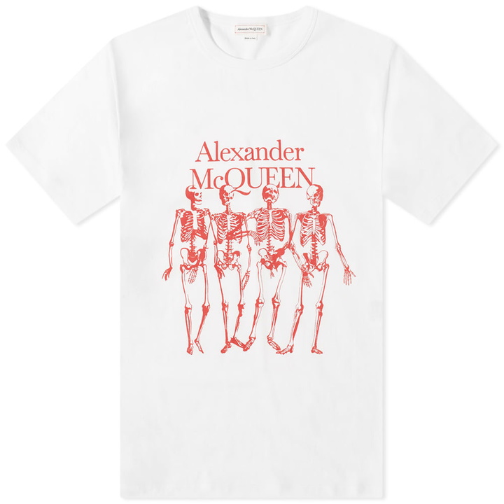 Photo: Alexander McQueen Skeleton Print Oversize Logo Tee