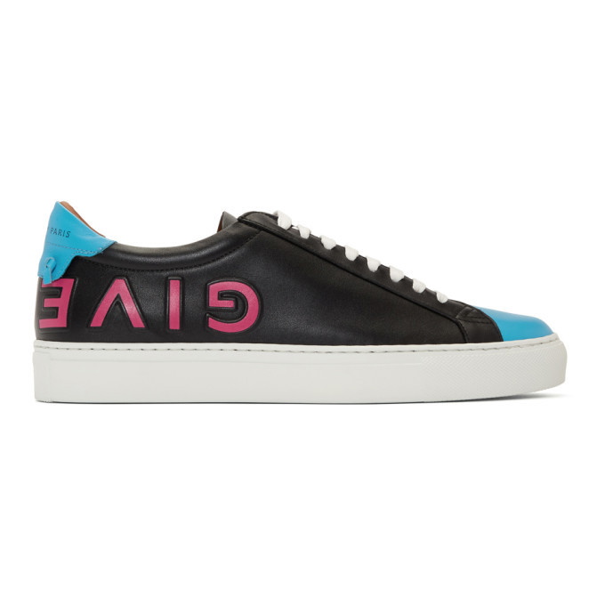 Photo: Givenchy Black and Blue Reverse Logo Urban Street Sneakers