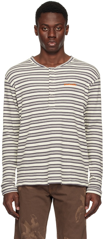 Photo: BLUEMARBLE White & Gray Stripe Long Sleeve T-Shirt
