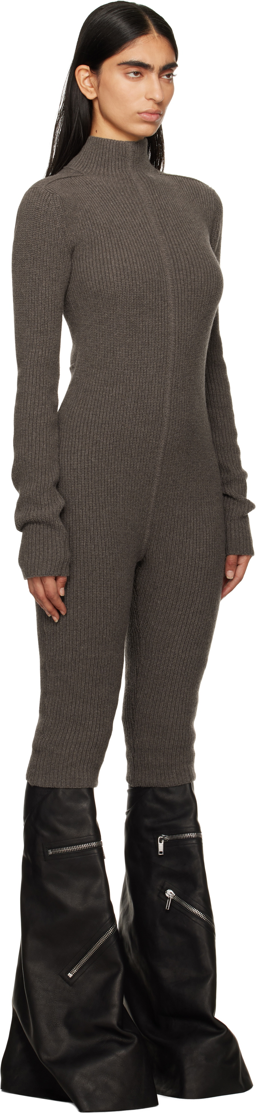 Rick Owens Gray Porterville Knit Headon Jumpsuit