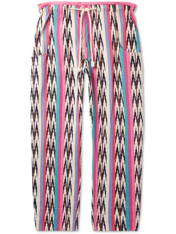 Photo: ISABEL MARANT - Iago Striped Cotton-Jacquard Drawstring Trousers - Neutrals