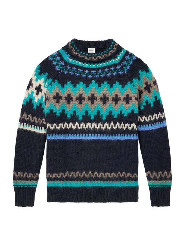 Photo: Paul Smith - Fair Isle Intarsia-Knit Wool and Alpaca-Blend Sweater - Blue