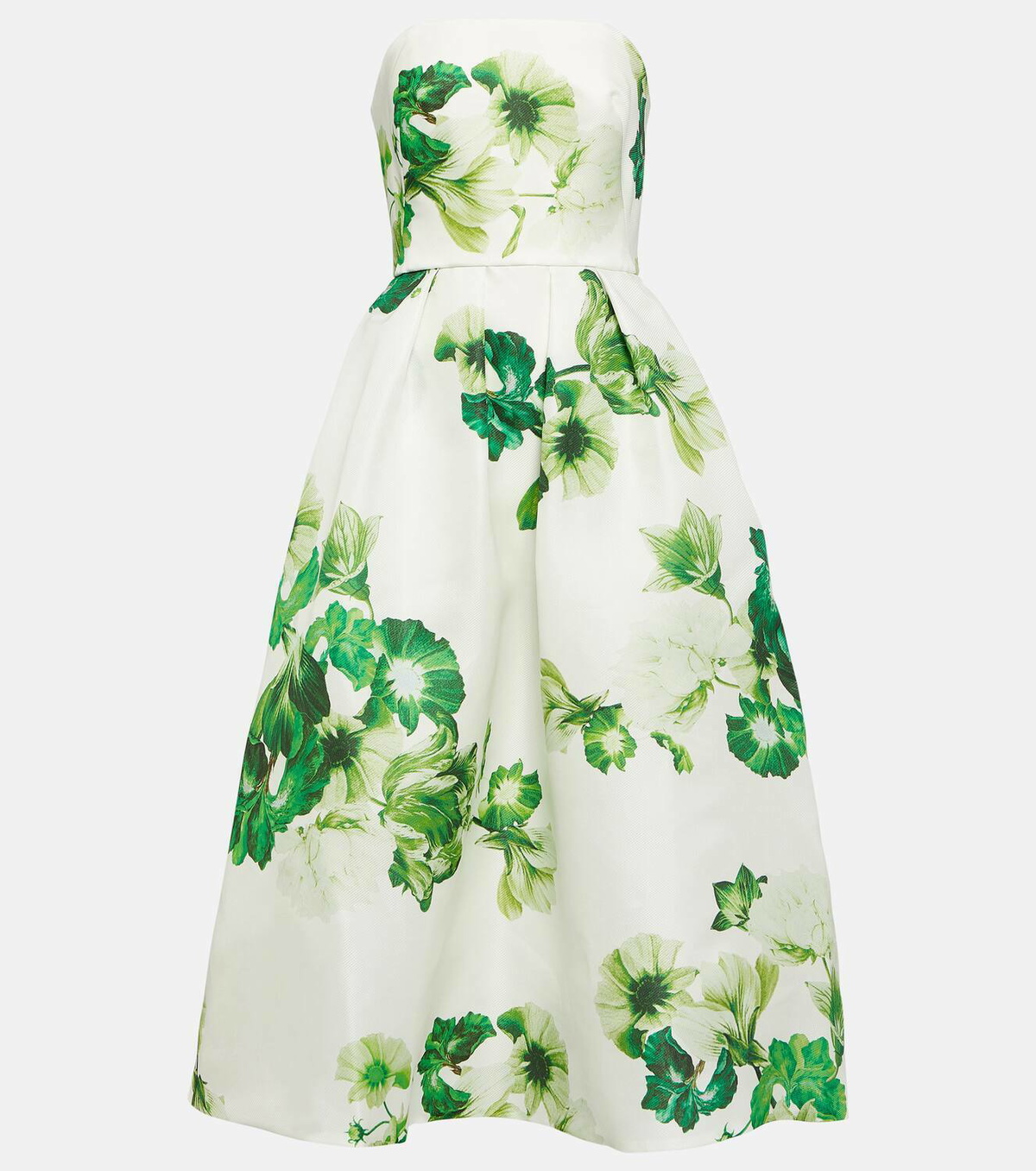 Monique Lhuillier Bustier printed silk midi dress Monique Lhuillier