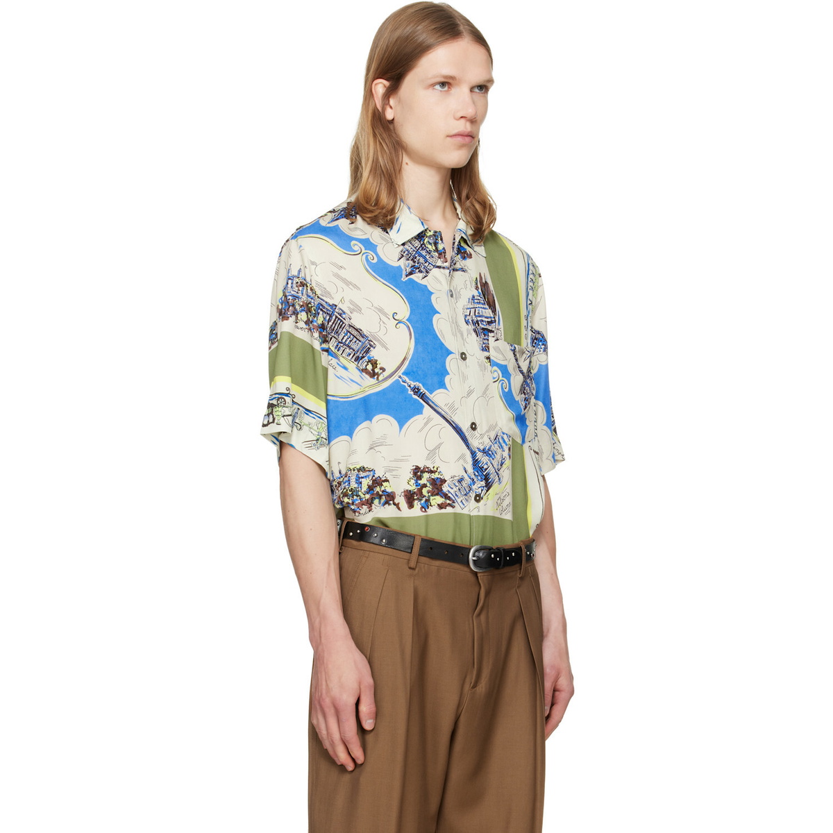 Paul Smith Multicolor 'London Scarf' Print Viscose Shirt
