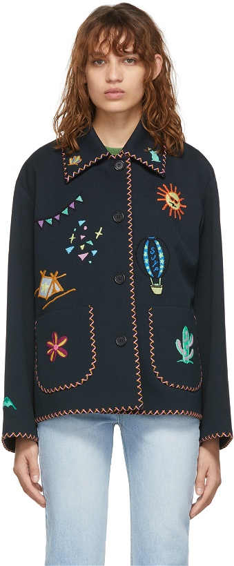 Photo: SJYP Navy Festival Embroidery Jacket