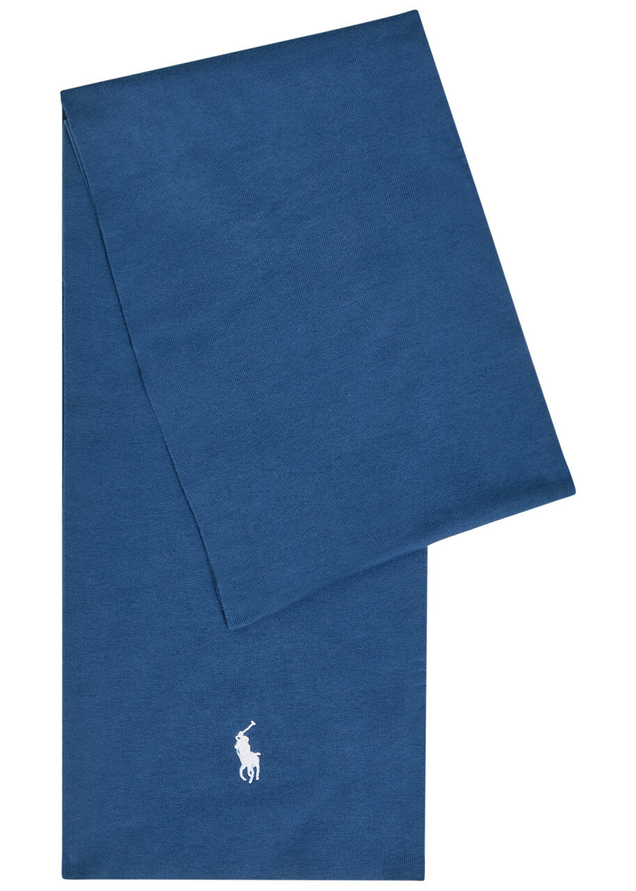 Polo Ralph Lauren Logo-embroidered Cotton Scarf - Blue - One Size