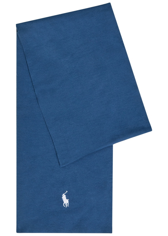 Photo: Polo Ralph Lauren Logo-embroidered Cotton Scarf - Blue - One Size