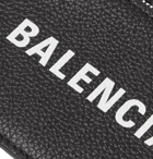 BALENCIAGA - Logo-Print Full-Grain Leather Cardholder with Lanyard - Black