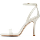 Jimmy Choo White Moza 100 Satin Crystal Buckle Heeled Sandals