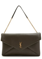 Saint Laurent Envelope Grained Leather Pouch - Khaki - One Size