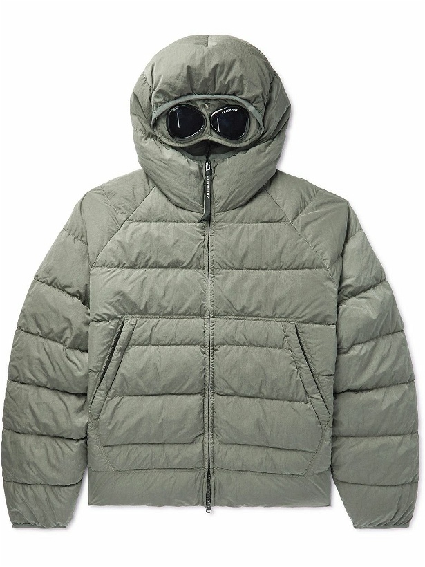 Photo: C.P. Company - Quilted ECONYL Hooded Down Jacket with Goggles - Green