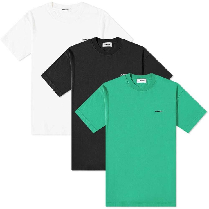 Photo: Ambush Men's 3 Pack Logo T-Shirt in White/Black/Green