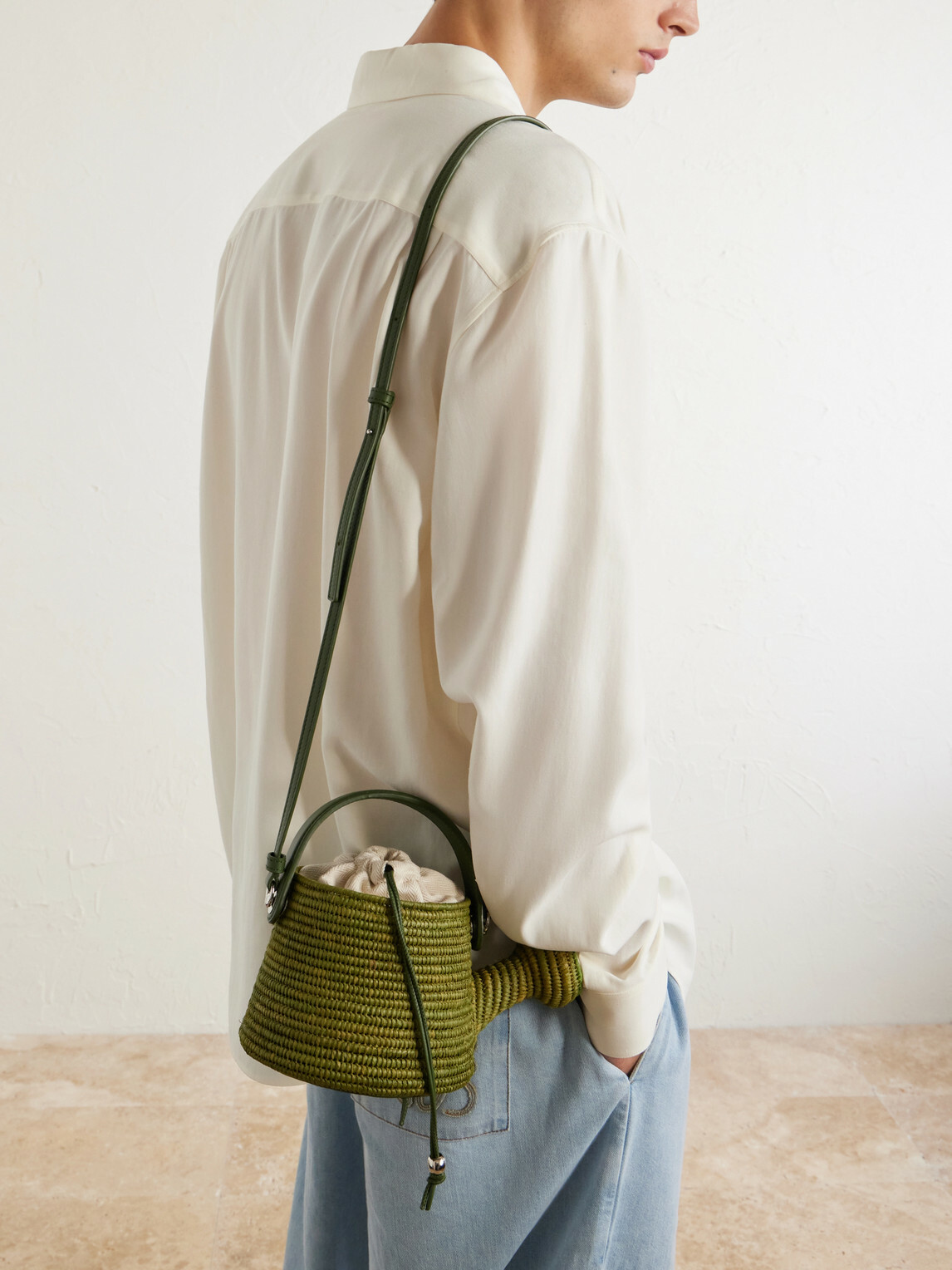 LOEWE - Paula's Ibiza Watering Can Leather-Trimmed Raffia Messenger Bag