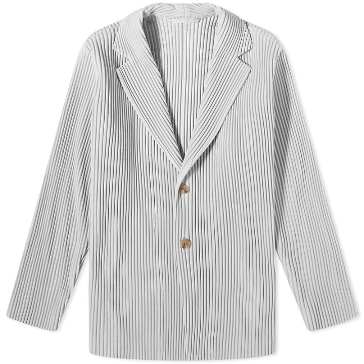 Photo: Homme Plissé Issey Miyake Men's Pleated Single Breasted Jacket in Grey