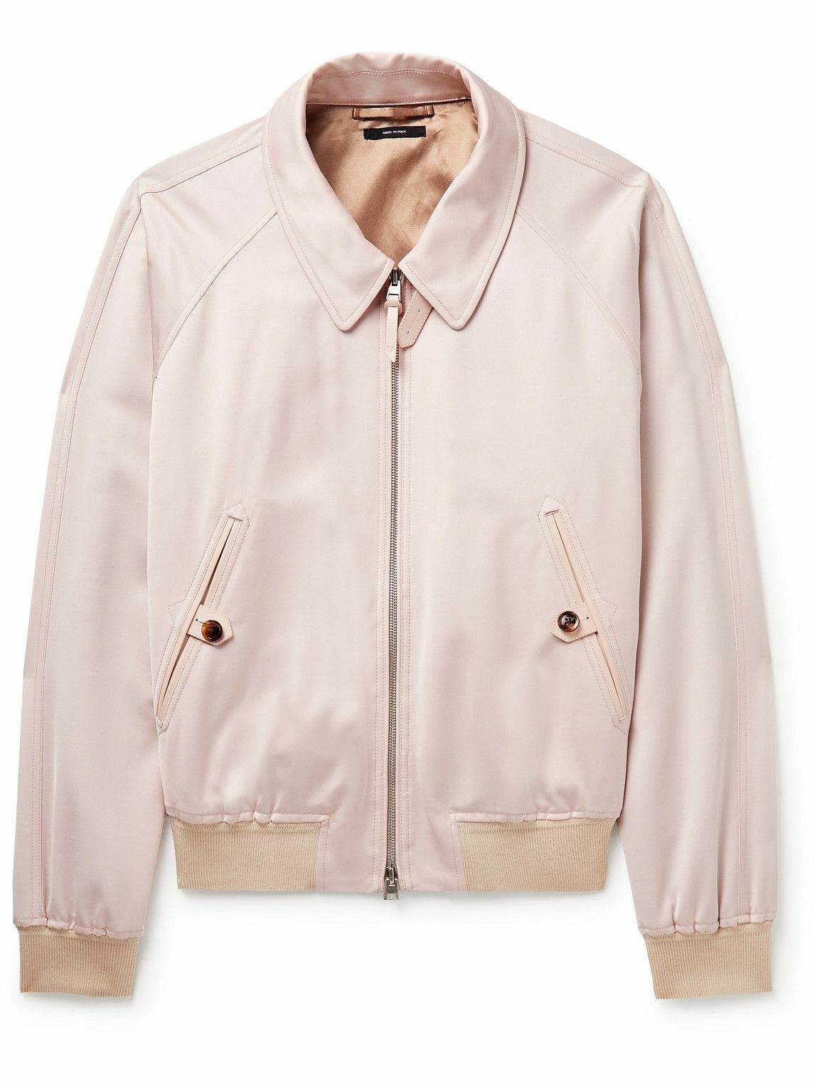 Photo: TOM FORD - Leather-Trimmed Satin-Twill Bomber Jacket - Pink