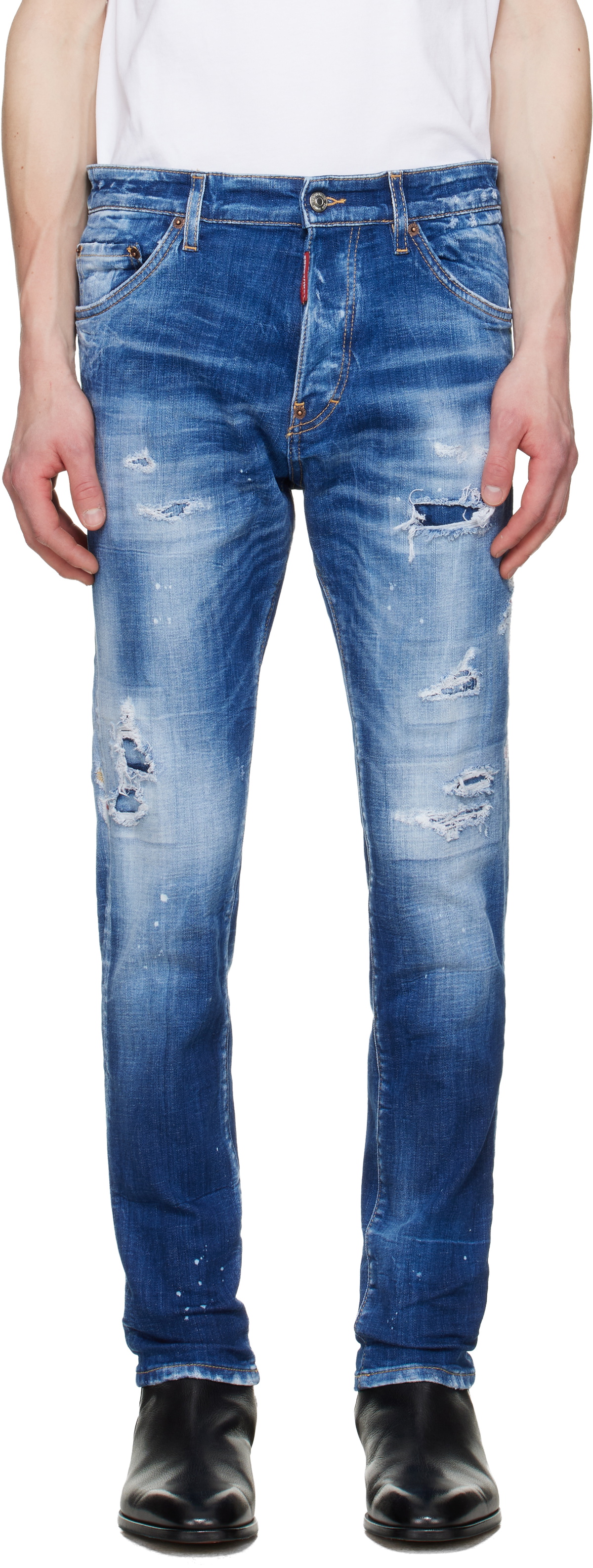 Dsquared2 Blue Ripped Skater Jeans Dsquared2