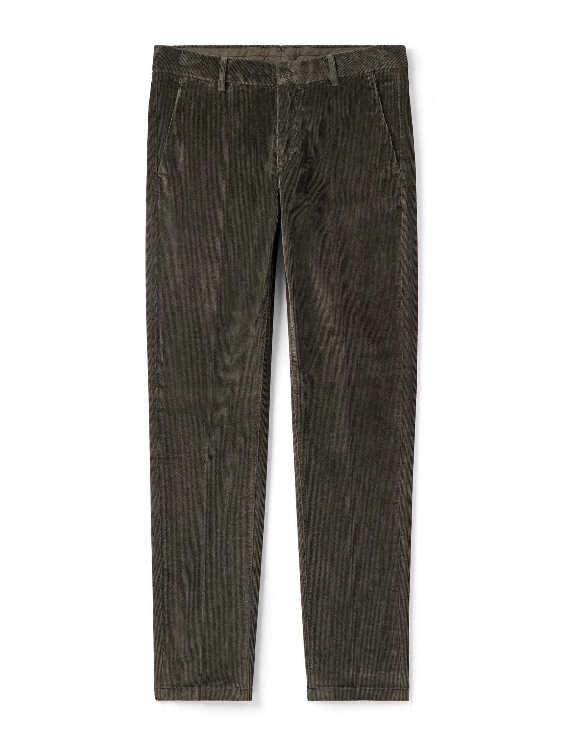 Eleventy - Straight-Leg Stretch Cotton and Modal-Blend Corduroy Trousers - Brown