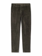 Eleventy - Straight-Leg Stretch Cotton and Modal-Blend Corduroy Trousers - Brown