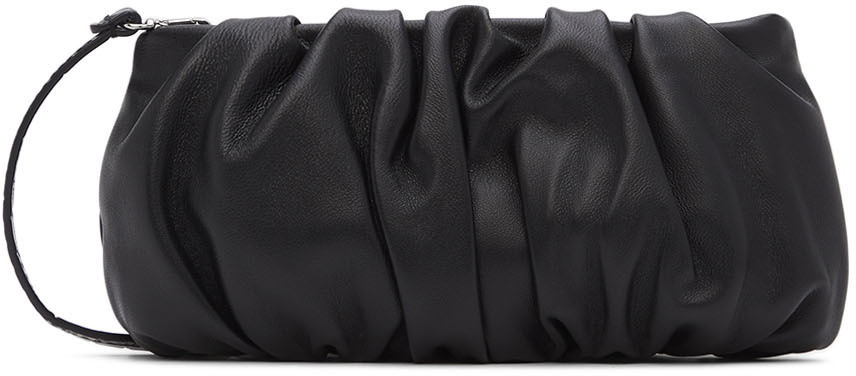 Staud Bean Gathered Leather-trimmed Shearling Shoulder Bag In Beige