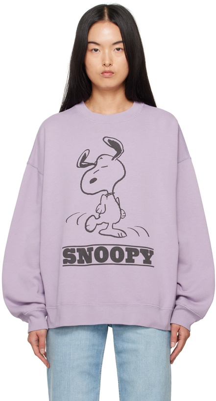 Photo: Re/Done Purple Hanes Edition Snoopy Dancing Sweatshirt