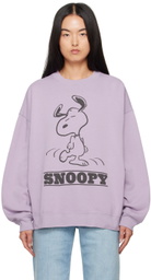 Re/Done Purple Hanes Edition Snoopy Dancing Sweatshirt