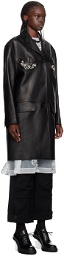 Simone Rocha Black Single-Breasted Leather Coat