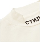 Heron Preston - Logo-Embroidered Organic Cotton-Jersey Mock-Neck T-Shirt - White