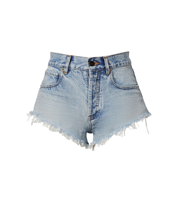 Photo: Balenciaga Frayed denim shorts