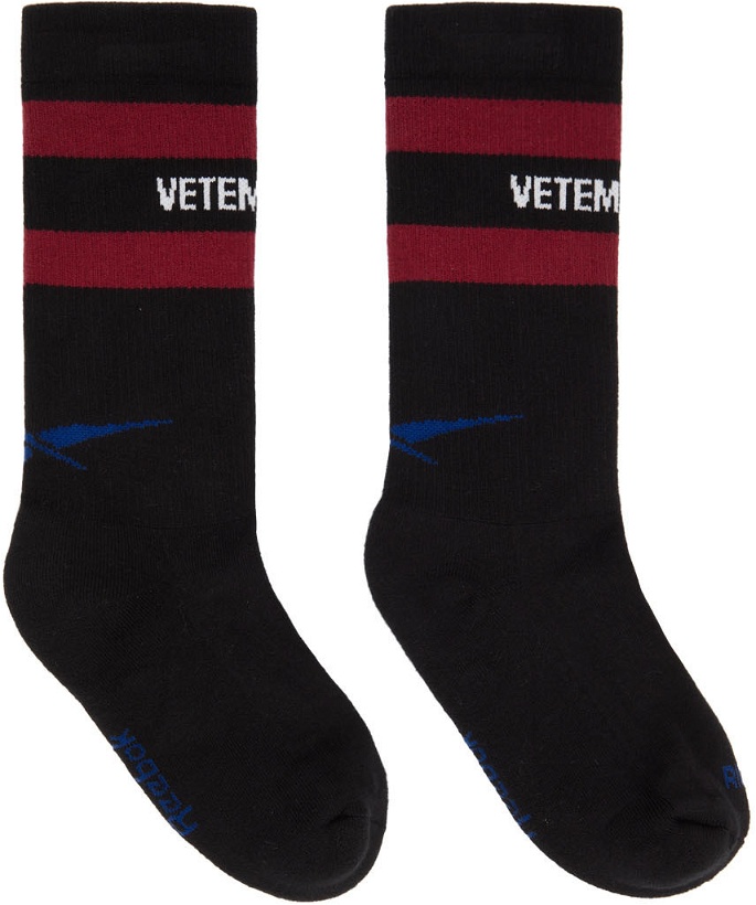 Photo: VETEMENTS Black Reebok Edition Logo Socks