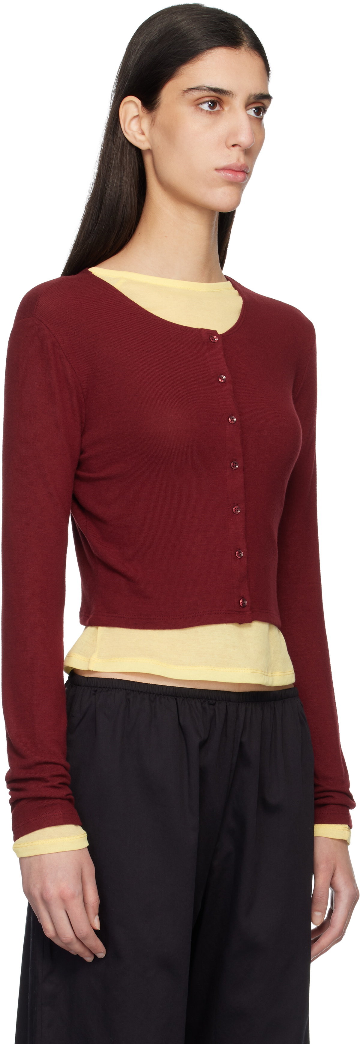 LESET Red Lauren Crop II Cardigan