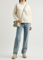 Herno Roll-neck Cable-knit Wool Jumper Cream