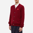 Comme des Garçons Play Men's Red Heart Cardigan in Burgundy