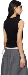 SHUSHU/TONG Black 3D Flower Tank Top