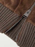 Canali - Padded Suede and Ribbed Wool Gilet - Brown
