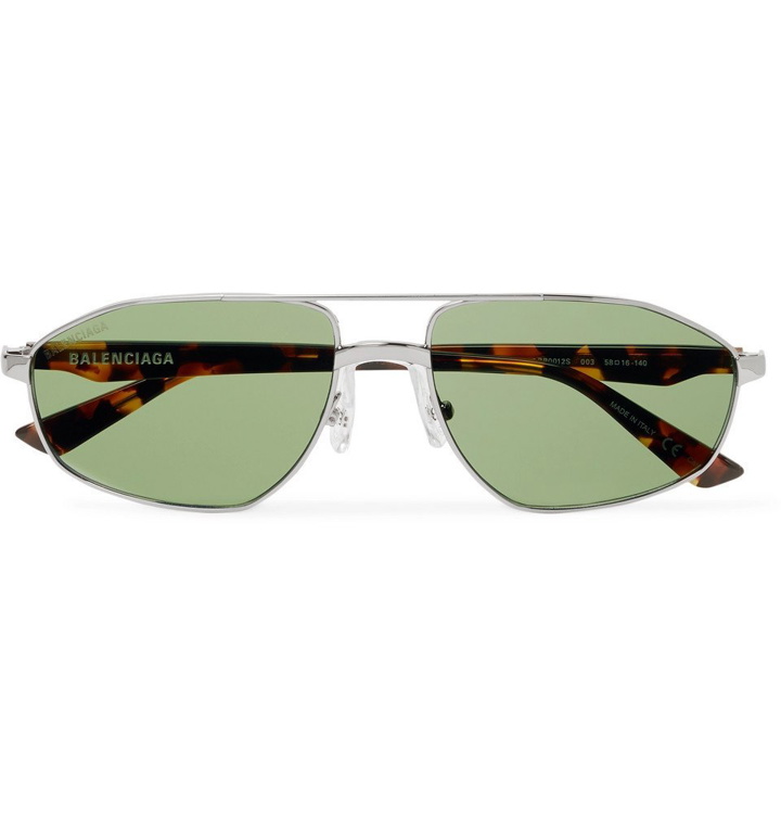 Photo: Balenciaga - Aviator-Style Silver-Tone and Tortoiseshell Acetate Sunglasses - Silver