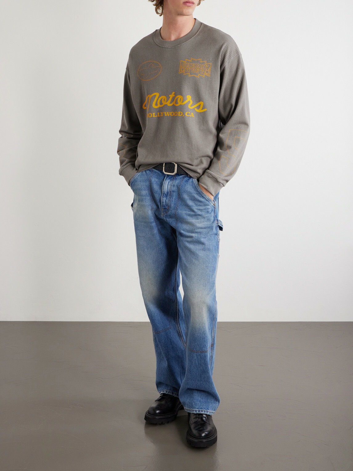 Cherry Los Angeles - Logo-Print Cotton-Mesh T-shirt - Gray