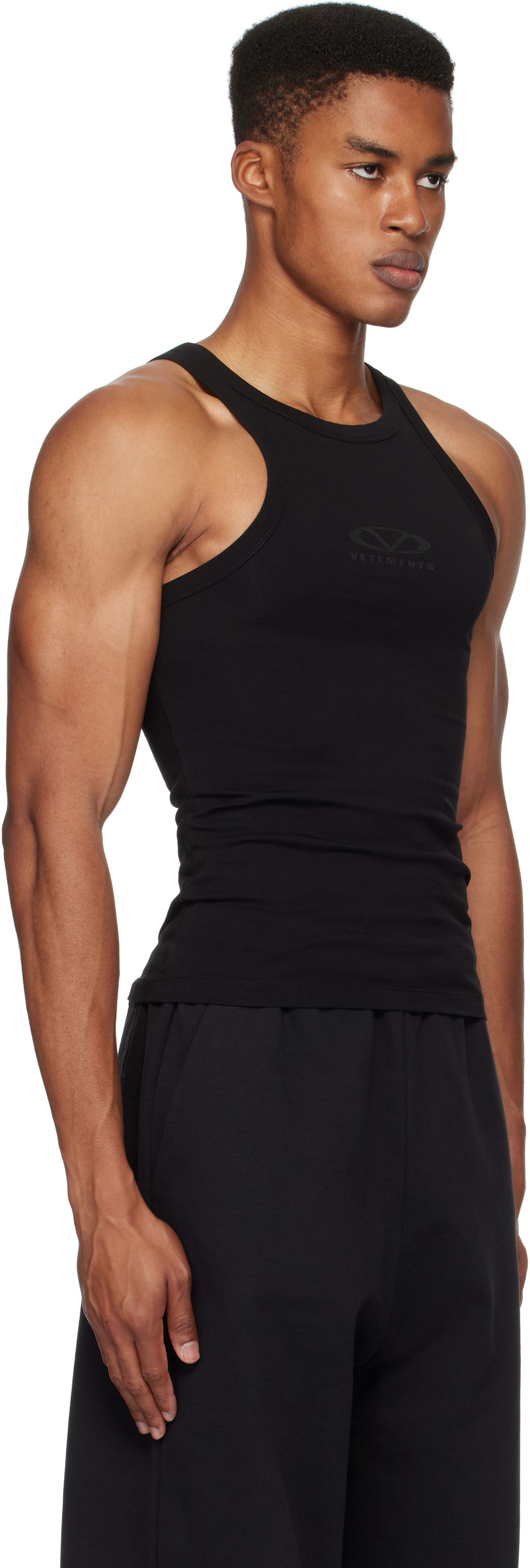 VETEMENTS Black Oval Logo Tank Top