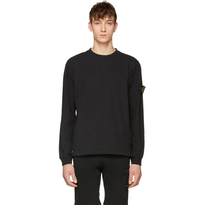 Photo: Stone Island Black Long Sleeve Arm Badge T-Shirt