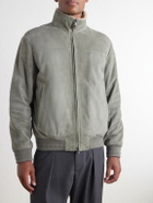 Canali - Padded Shearling-Trimmed Suede Bomber Jacket - Green