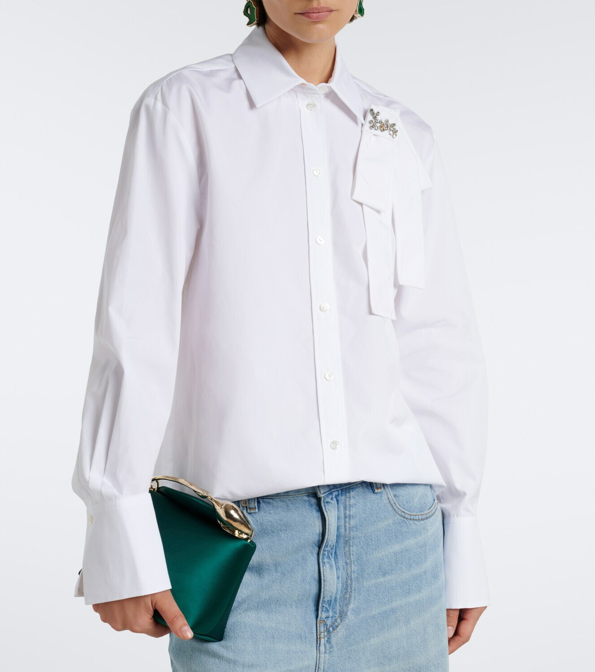 Erdem Embellished cotton poplin shirt