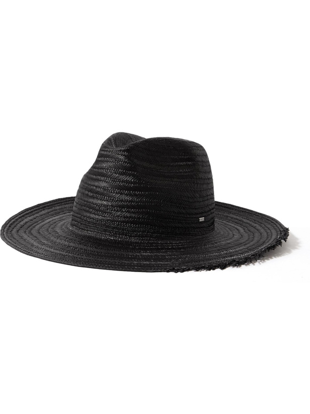 Photo: SAINT LAURENT - Straw Fedora Hat - Black