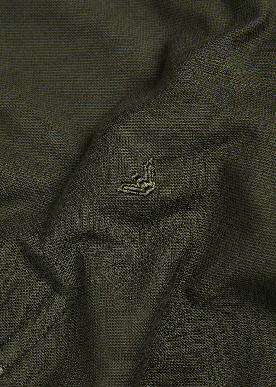 Emporio Armani Logo-embroidered Piqué Cotton Polo Shirt Dark Green
