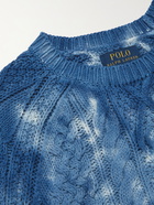 POLO RALPH LAUREN - Tie-Dyed Cable-Knit Cotton Sweater - Blue